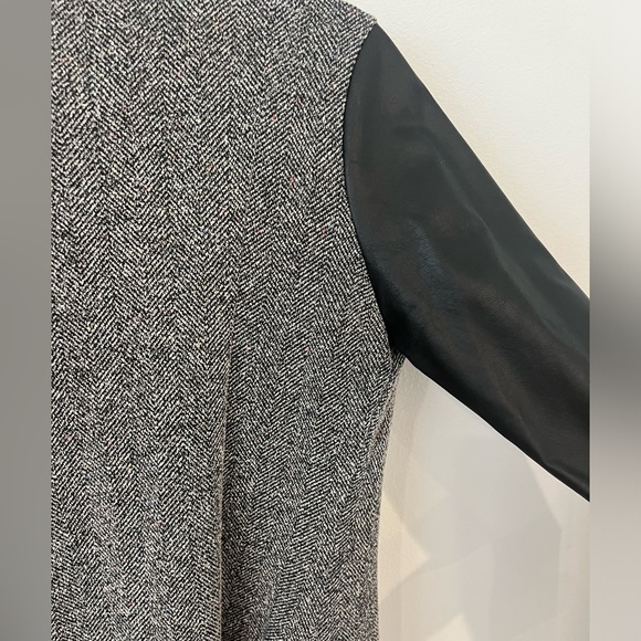 Mixed Media Leather Tweed Blazer Jacket - Picture 7 of 7